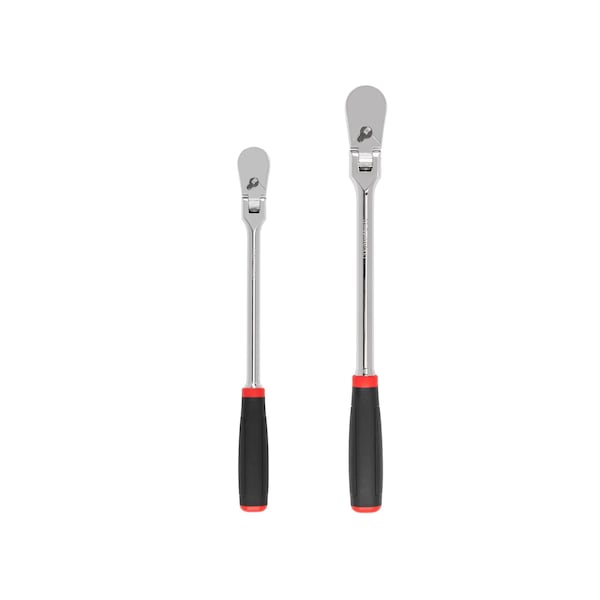 3/8, 1/2 Inch Drive Flex Head Comfort Grip Long Ratchet Set, 2-Piece (12, 14 in.)